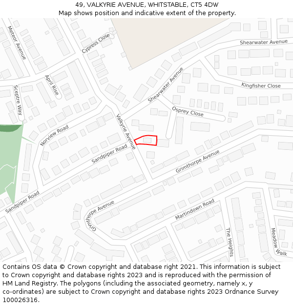 49, VALKYRIE AVENUE, WHITSTABLE, CT5 4DW: Location map and indicative extent of plot