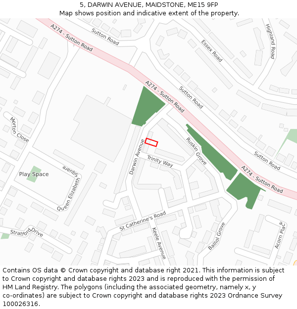 5, DARWIN AVENUE, MAIDSTONE, ME15 9FP: Location map and indicative extent of plot