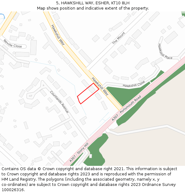 5, HAWKSHILL WAY, ESHER, KT10 8LH: Location map and indicative extent of plot