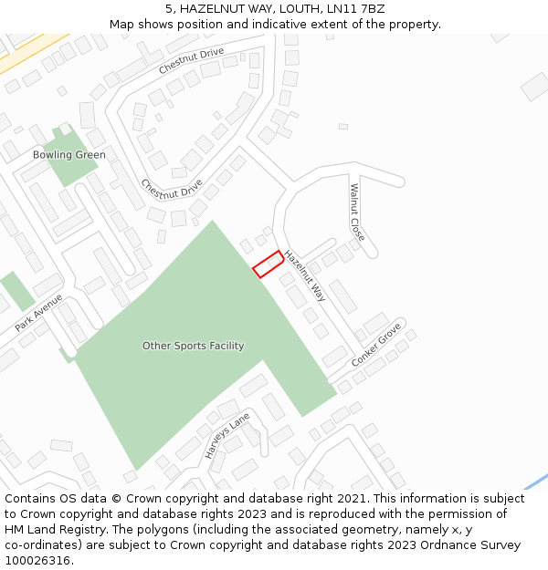 5, HAZELNUT WAY, LOUTH, LN11 7BZ: Location map and indicative extent of plot