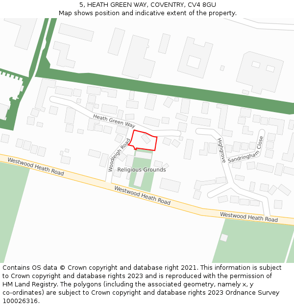 5, HEATH GREEN WAY, COVENTRY, CV4 8GU: Location map and indicative extent of plot