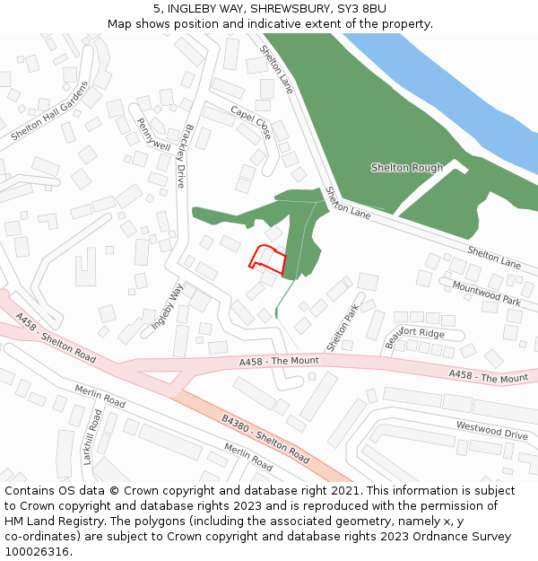 5, INGLEBY WAY, SHREWSBURY, SY3 8BU: Location map and indicative extent of plot