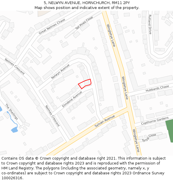 5, NELWYN AVENUE, HORNCHURCH, RM11 2PY: Location map and indicative extent of plot