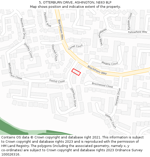 5, OTTERBURN DRIVE, ASHINGTON, NE63 8LP: Location map and indicative extent of plot