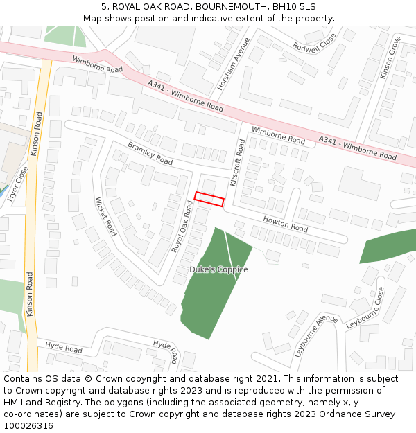 5, ROYAL OAK ROAD, BOURNEMOUTH, BH10 5LS: Location map and indicative extent of plot