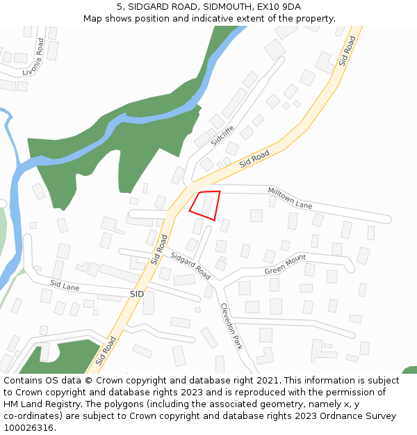 5, SIDGARD ROAD, SIDMOUTH, EX10 9DA: Location map and indicative extent of plot