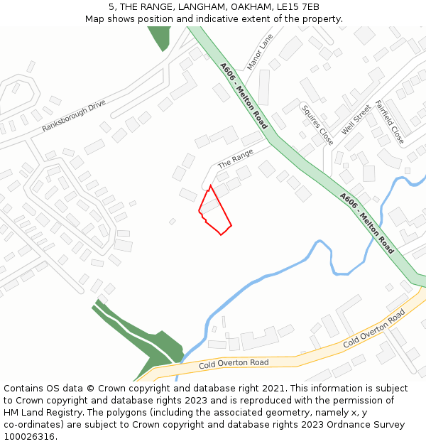 5, THE RANGE, LANGHAM, OAKHAM, LE15 7EB: Location map and indicative extent of plot