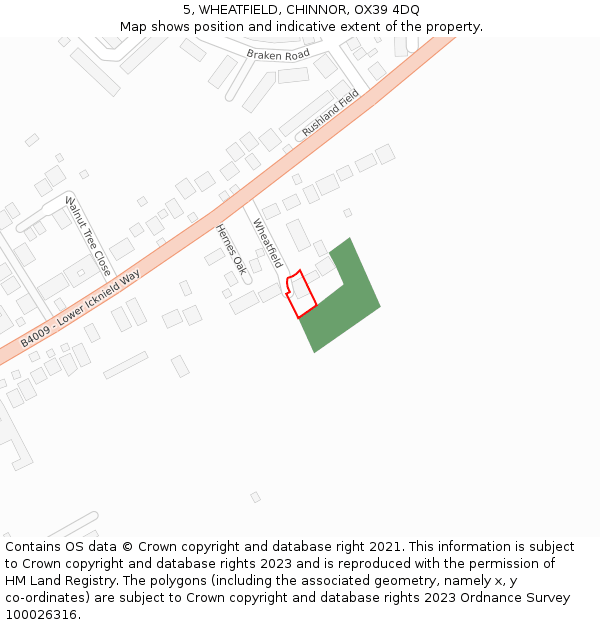 5, WHEATFIELD, CHINNOR, OX39 4DQ: Location map and indicative extent of plot