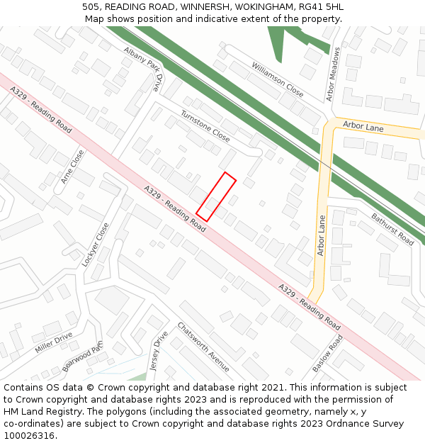 505, READING ROAD, WINNERSH, WOKINGHAM, RG41 5HL: Location map and indicative extent of plot