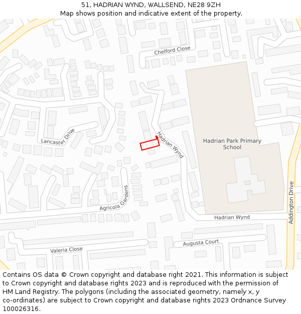 51, HADRIAN WYND, WALLSEND, NE28 9ZH: Location map and indicative extent of plot