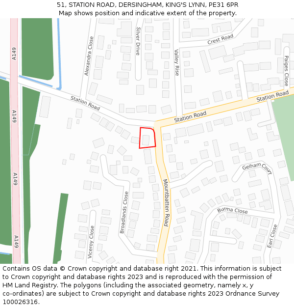 51, STATION ROAD, DERSINGHAM, KING'S LYNN, PE31 6PR: Location map and indicative extent of plot