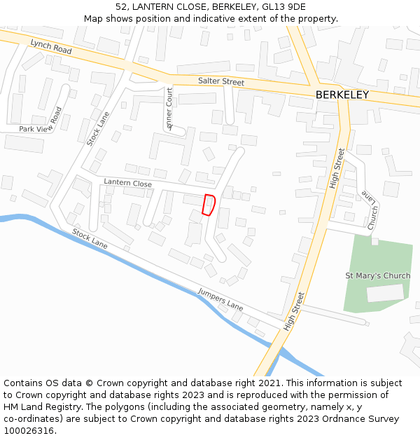 52, LANTERN CLOSE, BERKELEY, GL13 9DE: Location map and indicative extent of plot