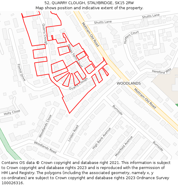 52, QUARRY CLOUGH, STALYBRIDGE, SK15 2RW: Location map and indicative extent of plot