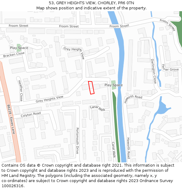 53, GREY HEIGHTS VIEW, CHORLEY, PR6 0TN: Location map and indicative extent of plot