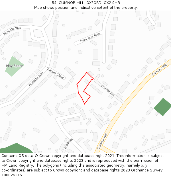 54, CUMNOR HILL, OXFORD, OX2 9HB: Location map and indicative extent of plot