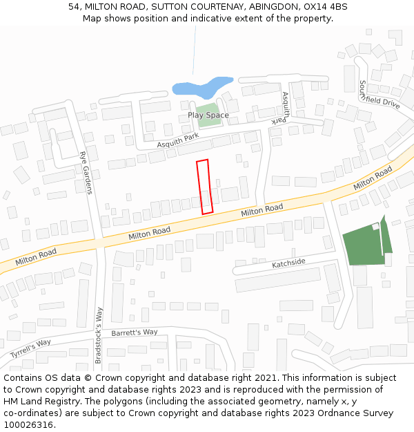 54, MILTON ROAD, SUTTON COURTENAY, ABINGDON, OX14 4BS: Location map and indicative extent of plot