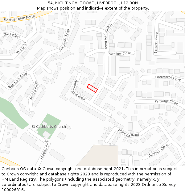 54, NIGHTINGALE ROAD, LIVERPOOL, L12 0QN: Location map and indicative extent of plot