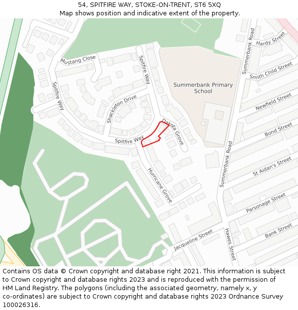 54, SPITFIRE WAY, STOKE-ON-TRENT, ST6 5XQ: Location map and indicative extent of plot