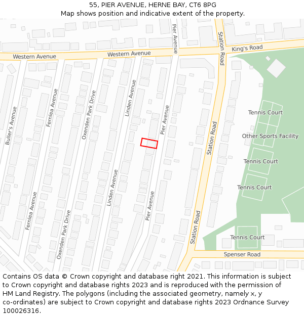 55, PIER AVENUE, HERNE BAY, CT6 8PG: Location map and indicative extent of plot