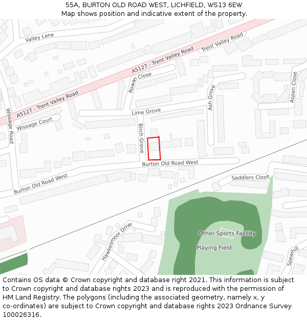 55A, BURTON OLD ROAD WEST, LICHFIELD, WS13 6EW: Location map and indicative extent of plot