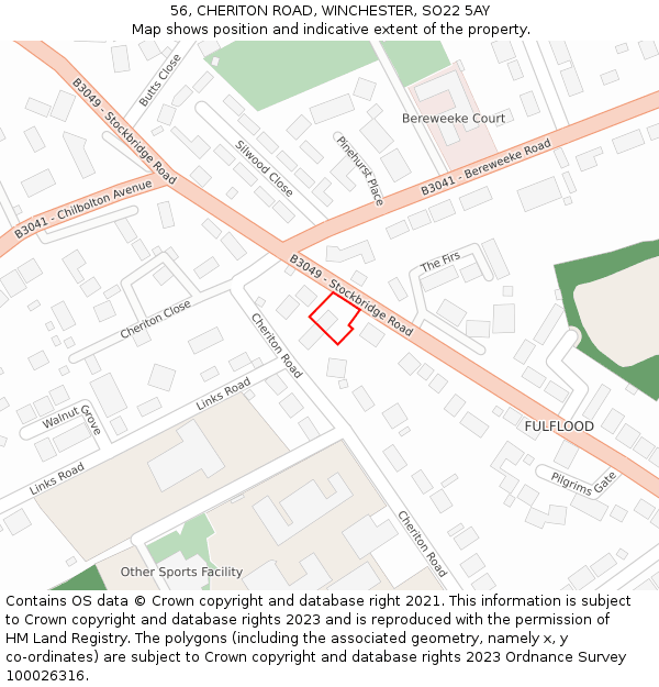 56, CHERITON ROAD, WINCHESTER, SO22 5AY: Location map and indicative extent of plot