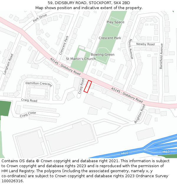 59, DIDSBURY ROAD, STOCKPORT, SK4 2BD: Location map and indicative extent of plot