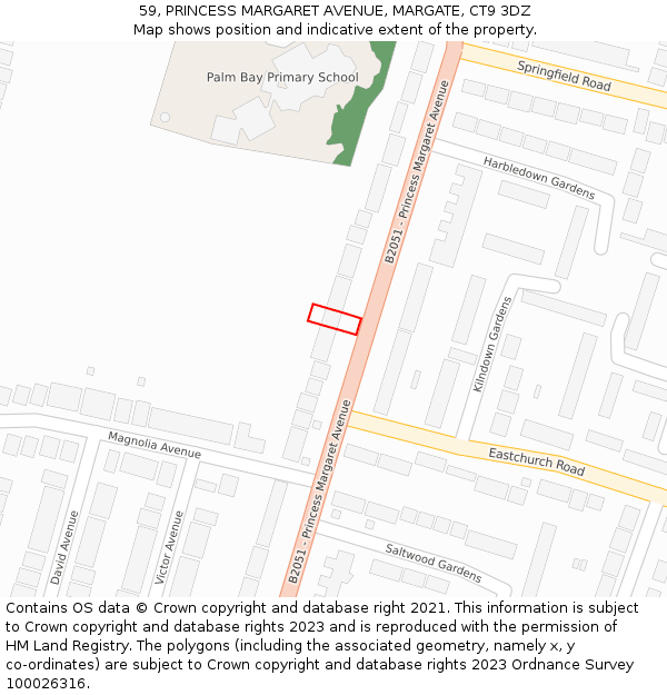 59, PRINCESS MARGARET AVENUE, MARGATE, CT9 3DZ: Location map and indicative extent of plot