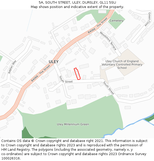 5A, SOUTH STREET, ULEY, DURSLEY, GL11 5SU: Location map and indicative extent of plot