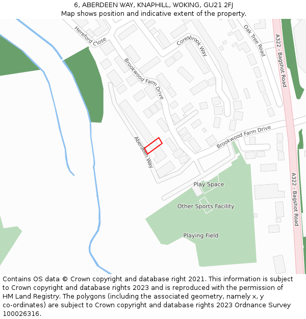 6, ABERDEEN WAY, KNAPHILL, WOKING, GU21 2FJ: Location map and indicative extent of plot