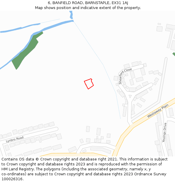 6, BANFIELD ROAD, BARNSTAPLE, EX31 1AJ: Location map and indicative extent of plot