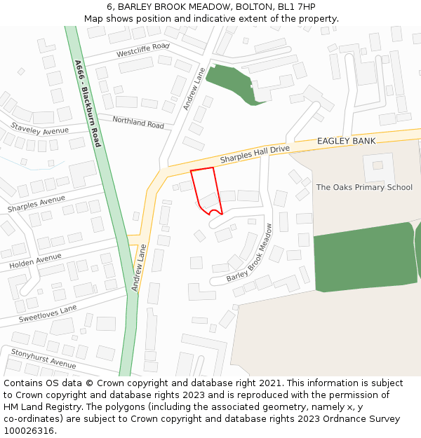 6, BARLEY BROOK MEADOW, BOLTON, BL1 7HP: Location map and indicative extent of plot