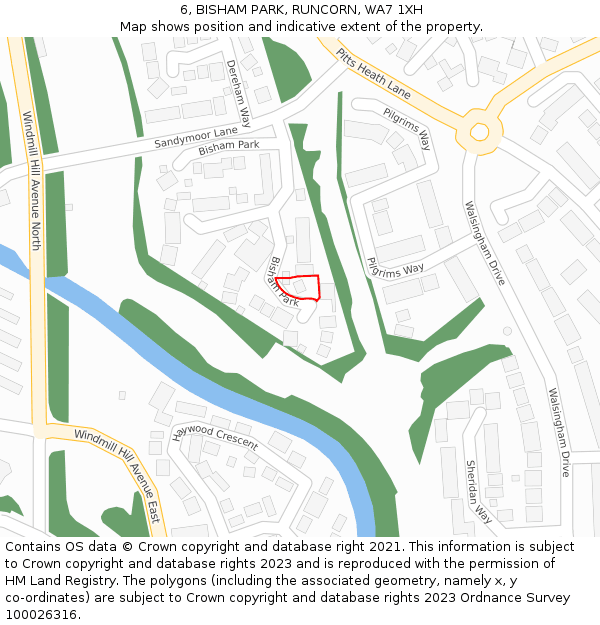 6, BISHAM PARK, RUNCORN, WA7 1XH: Location map and indicative extent of plot