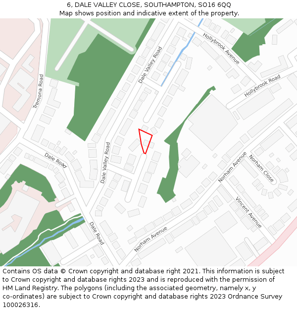 6, DALE VALLEY CLOSE, SOUTHAMPTON, SO16 6QQ: Location map and indicative extent of plot