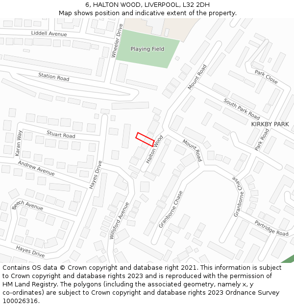 6, HALTON WOOD, LIVERPOOL, L32 2DH: Location map and indicative extent of plot