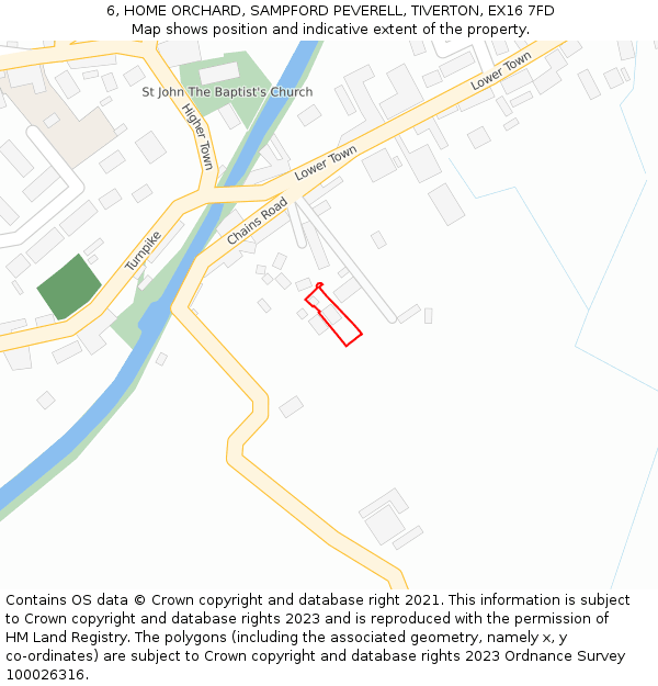 6, HOME ORCHARD, SAMPFORD PEVERELL, TIVERTON, EX16 7FD: Location map and indicative extent of plot