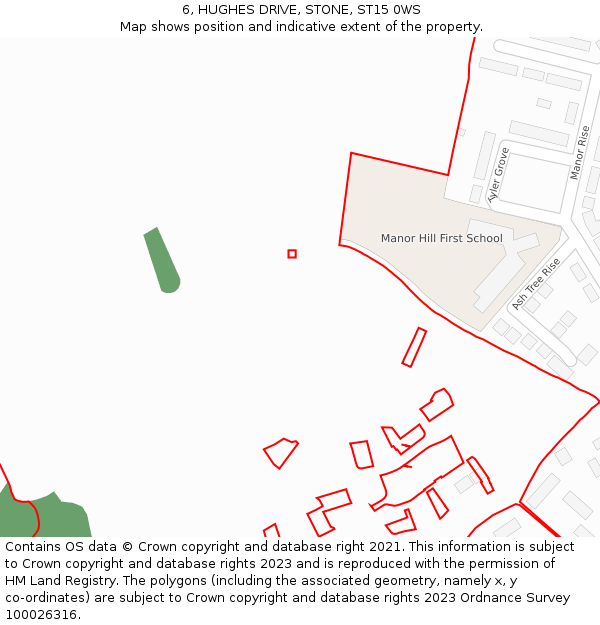 6, HUGHES DRIVE, STONE, ST15 0WS: Location map and indicative extent of plot