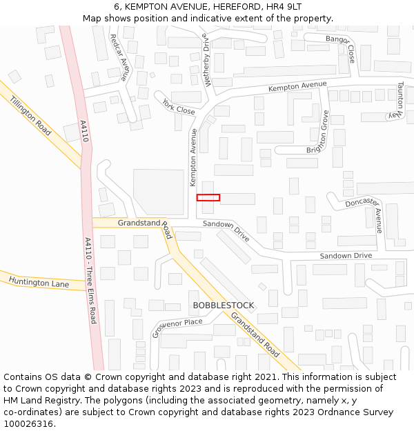 6, KEMPTON AVENUE, HEREFORD, HR4 9LT: Location map and indicative extent of plot