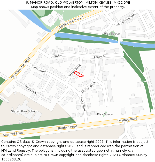 6, MANOR ROAD, OLD WOLVERTON, MILTON KEYNES, MK12 5PE: Location map and indicative extent of plot