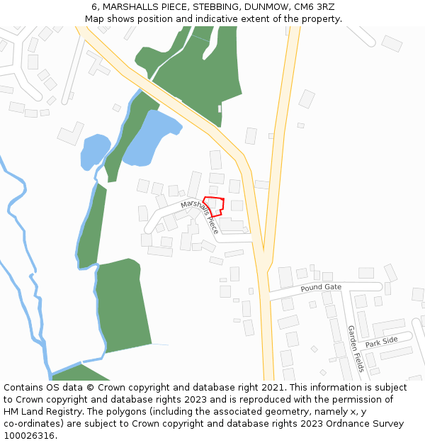 6, MARSHALLS PIECE, STEBBING, DUNMOW, CM6 3RZ: Location map and indicative extent of plot