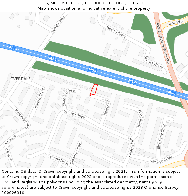 6, MEDLAR CLOSE, THE ROCK, TELFORD, TF3 5EB: Location map and indicative extent of plot