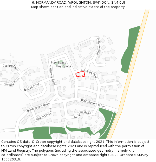 6, NORMANDY ROAD, WROUGHTON, SWINDON, SN4 0UJ: Location map and indicative extent of plot