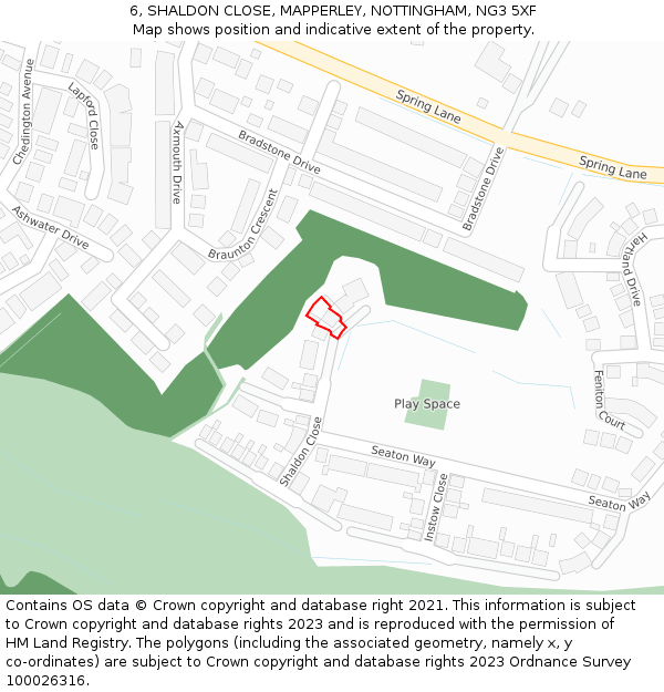 6, SHALDON CLOSE, MAPPERLEY, NOTTINGHAM, NG3 5XF: Location map and indicative extent of plot