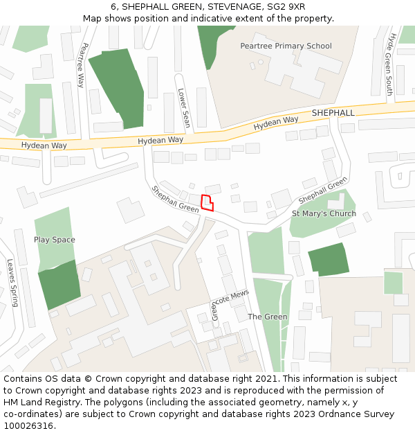 6, SHEPHALL GREEN, STEVENAGE, SG2 9XR: Location map and indicative extent of plot