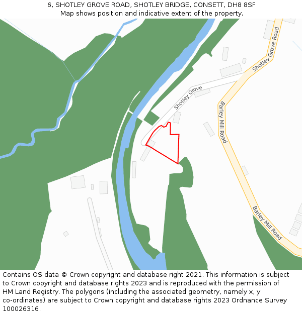 6, SHOTLEY GROVE ROAD, SHOTLEY BRIDGE, CONSETT, DH8 8SF: Location map and indicative extent of plot