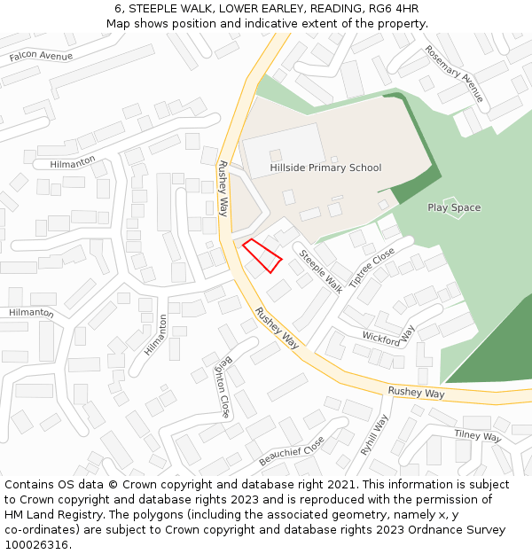 6, STEEPLE WALK, LOWER EARLEY, READING, RG6 4HR: Location map and indicative extent of plot