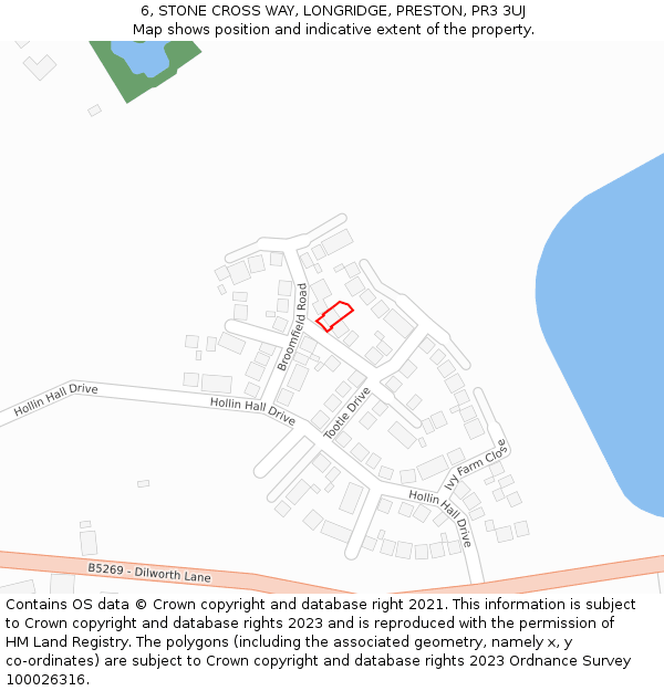 6, STONE CROSS WAY, LONGRIDGE, PRESTON, PR3 3UJ: Location map and indicative extent of plot