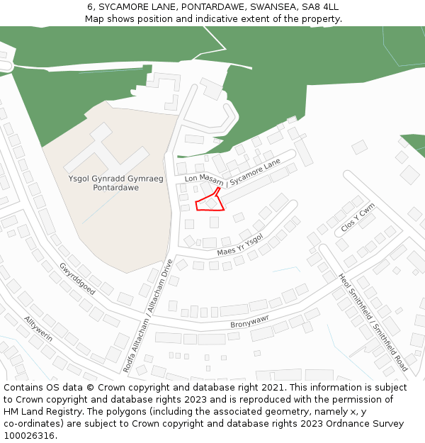 6, SYCAMORE LANE, PONTARDAWE, SWANSEA, SA8 4LL: Location map and indicative extent of plot