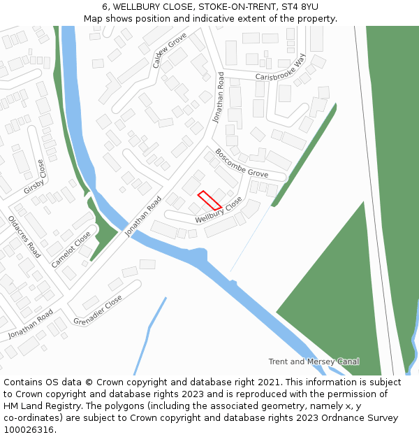 6, WELLBURY CLOSE, STOKE-ON-TRENT, ST4 8YU: Location map and indicative extent of plot