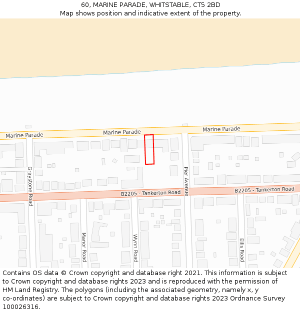 60, MARINE PARADE, WHITSTABLE, CT5 2BD: Location map and indicative extent of plot