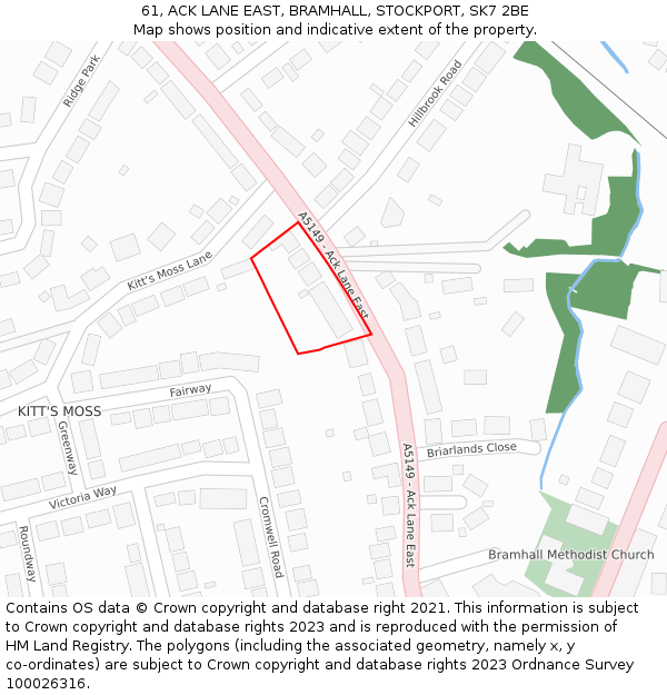 61, ACK LANE EAST, BRAMHALL, STOCKPORT, SK7 2BE: Location map and indicative extent of plot